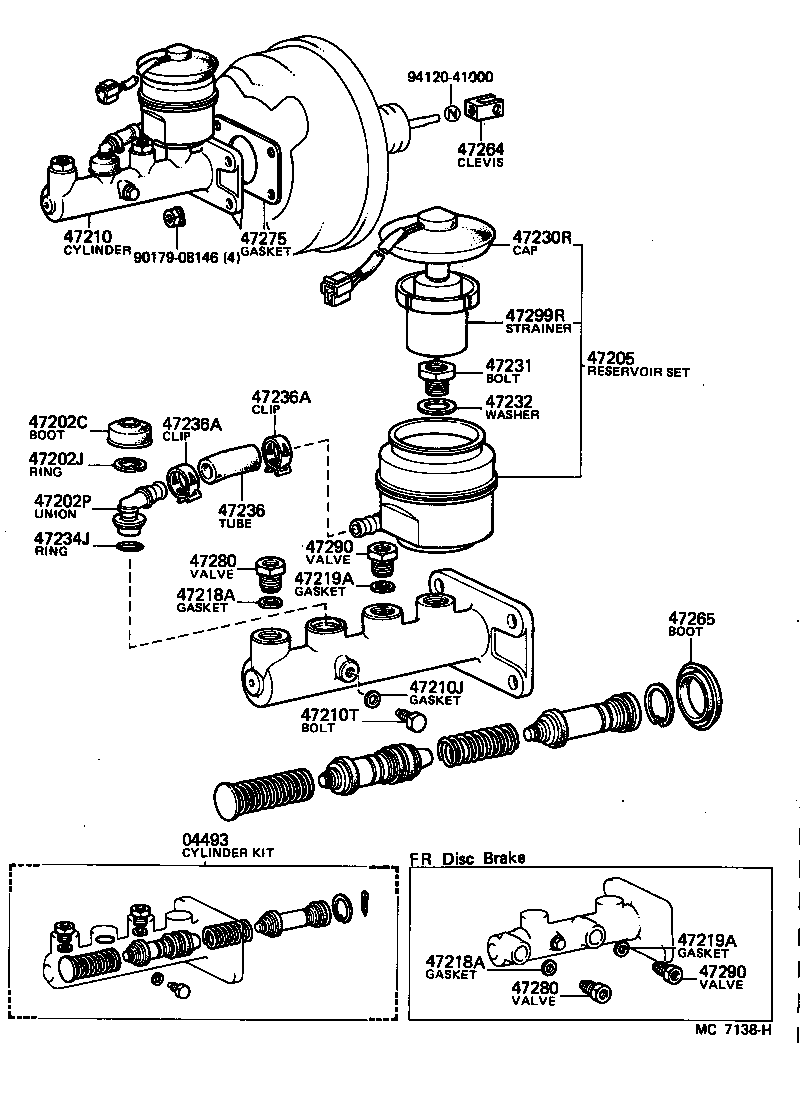 Переборка главного тормозного цилиндра - Toyota Carina (5G), 1,6 л, 1990 года по